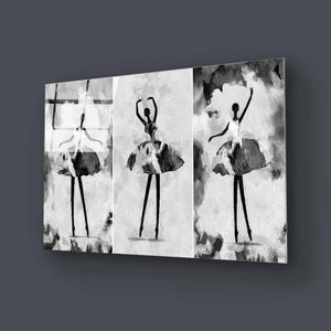 Trio of Ballerina Silhouettes Glass Wall Art