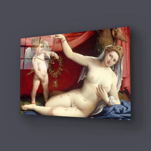 Venus Cupid Italian Renaissance Glass Wall Art