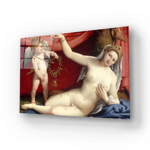 Venus Cupid Italian Renaissance Glass Wall Art