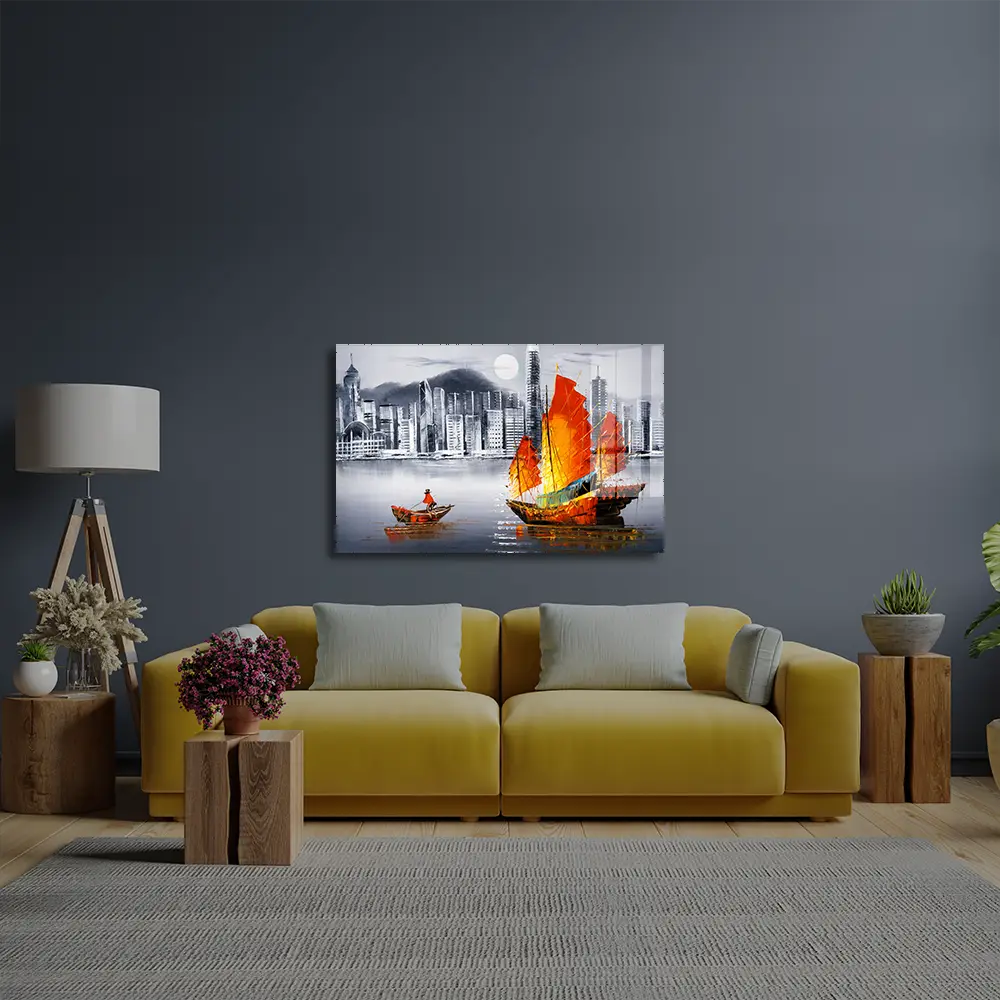 Victoria Harbor Hong Kong Glass Wall Art