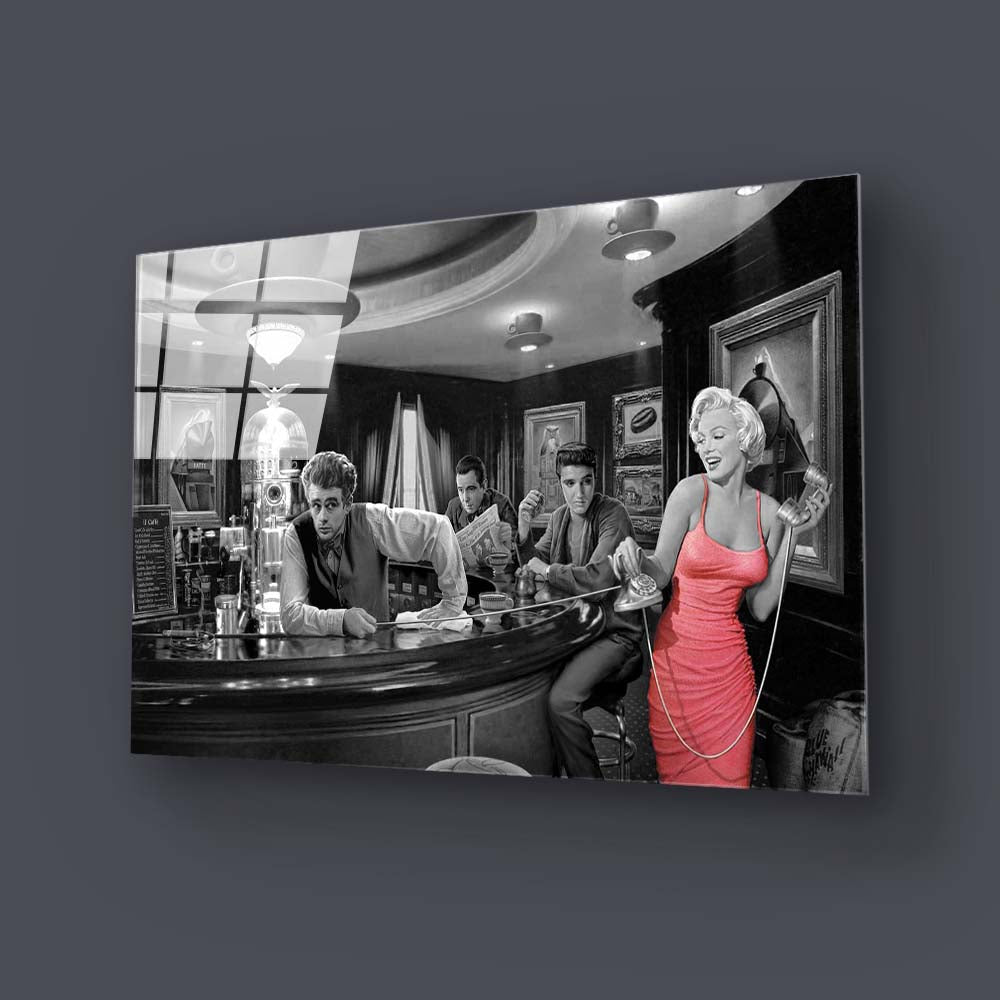 Vintage Hollywood Stars Glass Wall Art