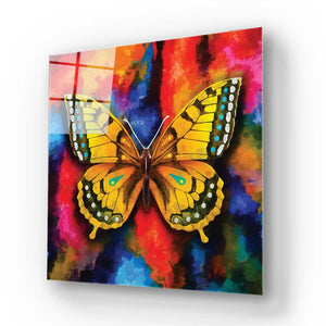 Watercolour Yellow Butterfly Glass Wall Art