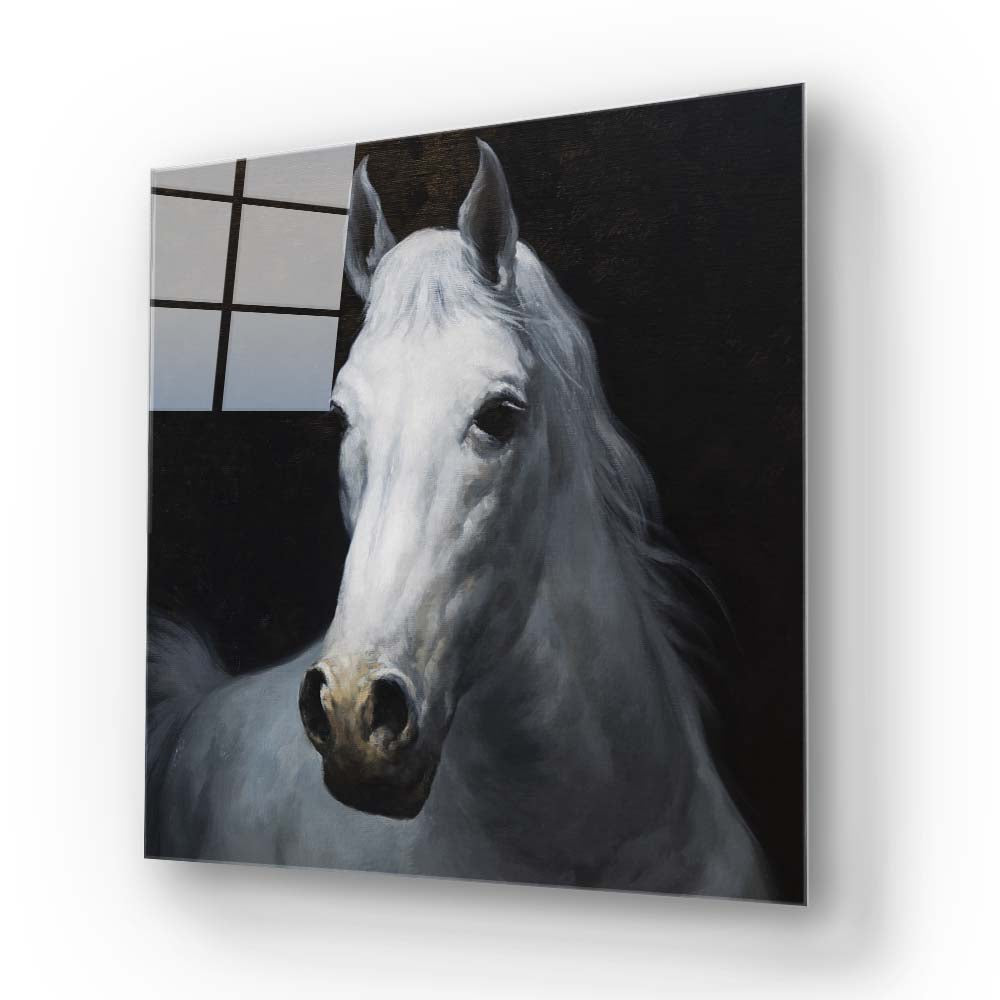 White Horse Glass Wall Art