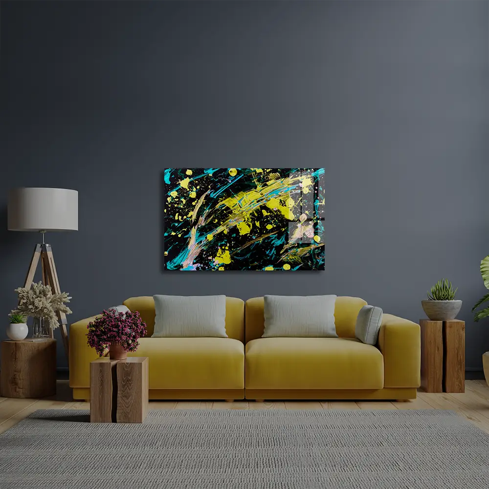 Abstract Pollock Glass Wall Art