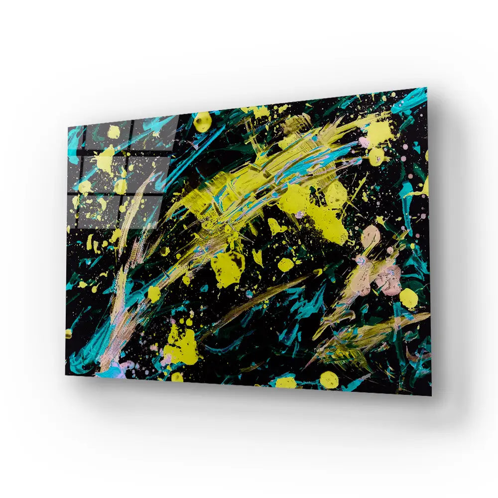 Abstract Pollock Glass Wall Art