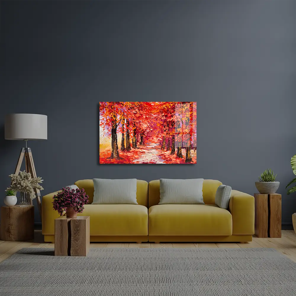 Colorful Autumn Trees Glass Wall Art