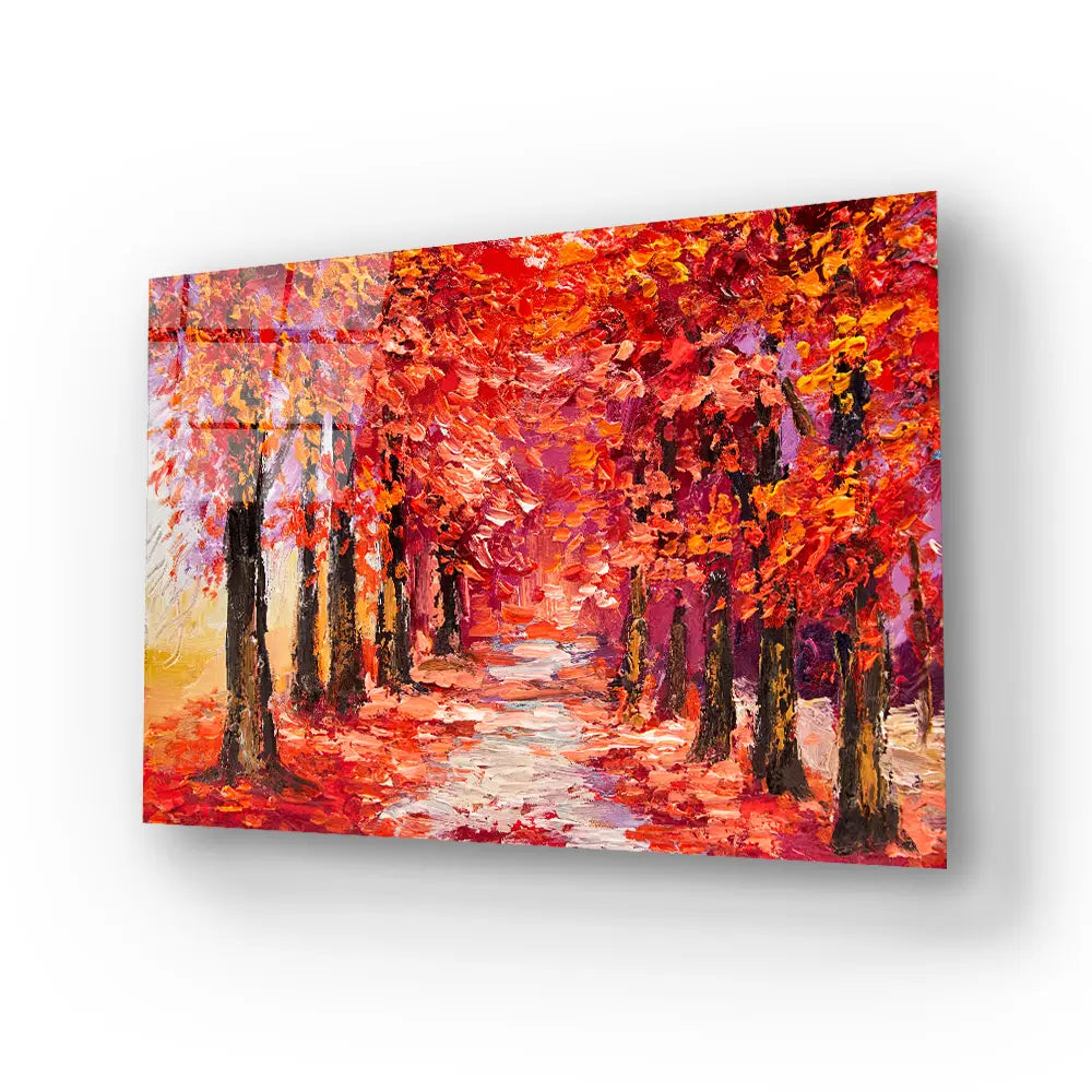 Colorful Autumn Trees Glass Wall Art