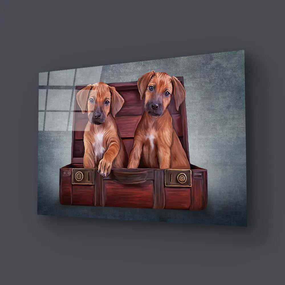 Puppies Rhodesian Ridgeback Glass Wall Art