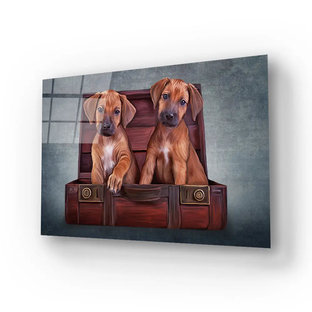 Puppies Rhodesian Ridgeback Glass Wall Art