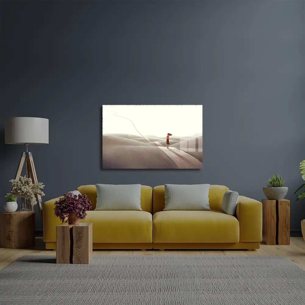 Success Hope Way Ambition Woman Floating Road Glass Wall Art