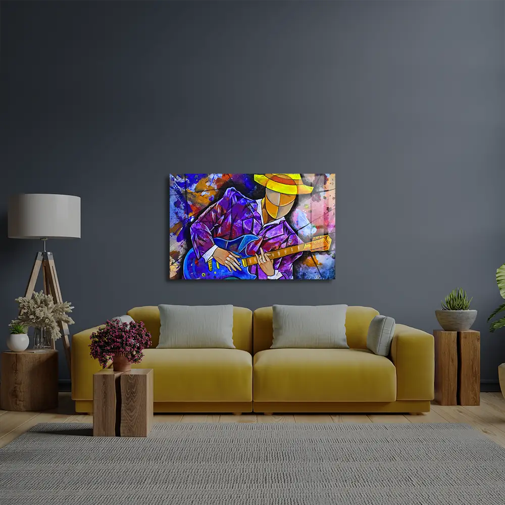 Surrealism Musician Design Glass Wall Art