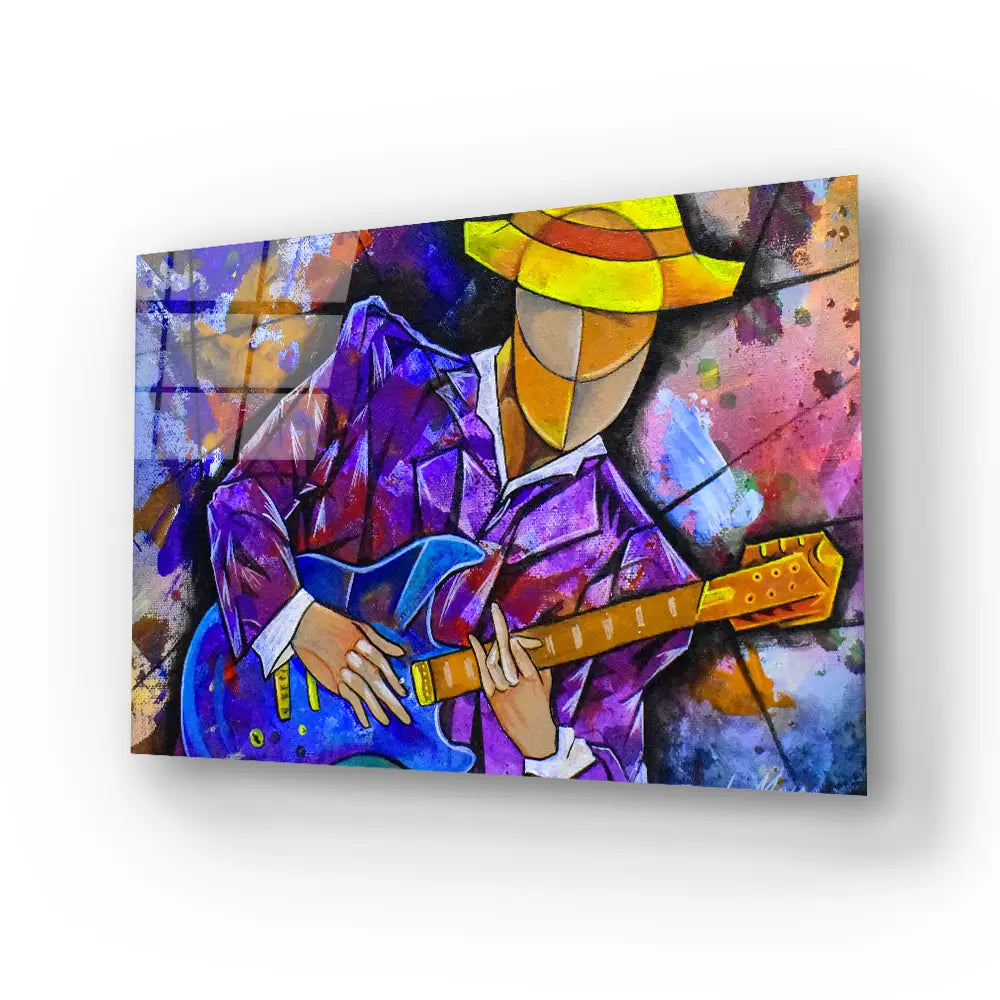 Surrealism Musician Design Glass Wall Art
